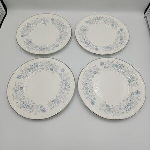 Wedgwood Belle Fleur Bone China Bread Salad Plates Platinum Band 8” Set of 4